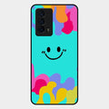 Cute Blue Smiley Multicolor Glass Case For Iqoo Z5 5G