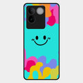 Cute Blue Smiley Multicolor Glass Case For Iqoo Z7 Pro 5G
