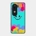 Cute Blue Smiley Multicolor Glass Case For Iqoo Z9S 5G