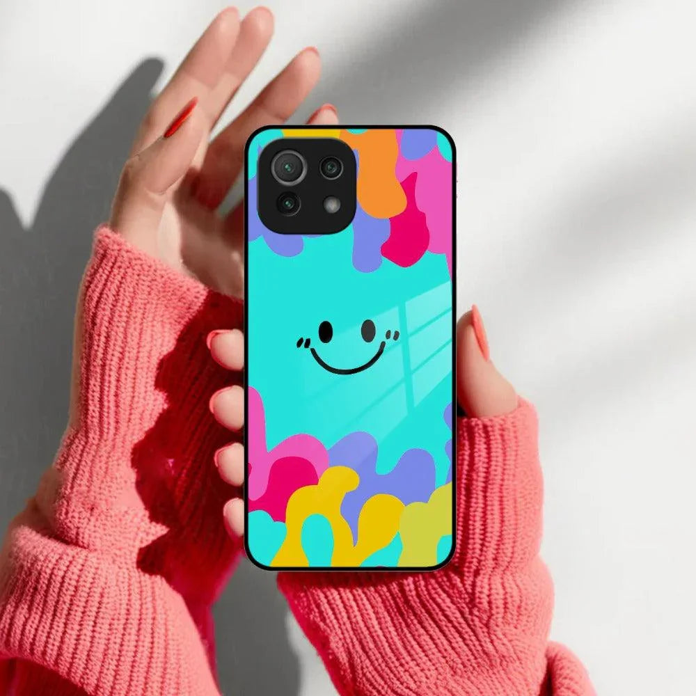 Cute Blue Smiley Multicolor Glass Case For Redmi/Xiaomi - ShopOnCliQ
