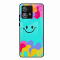 Cute Blue Smiley Multicolor Glass Case For Motorola Edge 40 5G