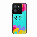 Cute Blue Smiley Multicolor Glass Case For Motorola Edge 50 Neo
