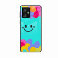 Cute Blue Smiley Multicolor Glass Case For Motorola G64 5G