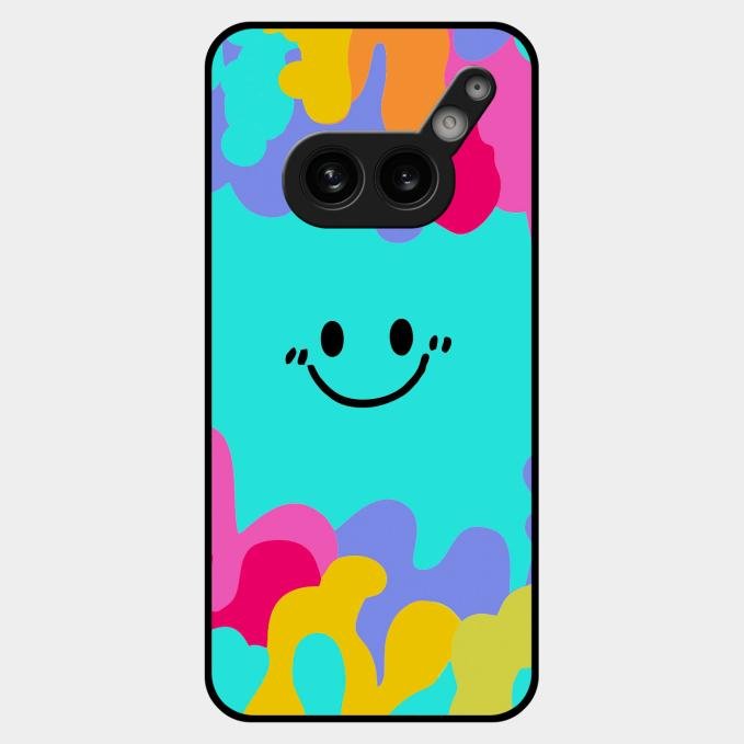 Cute Blue Smiley Multicolor Glass Case For Nothing Phone 2A Plus