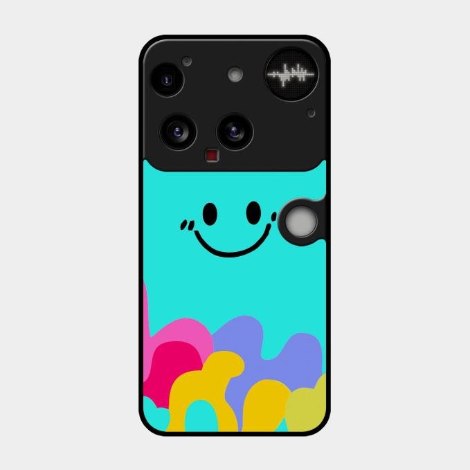 Cute Blue Smiley Multicolor Glass Case For Nothing Phone 3 5G