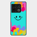 Cute Blue Smiley Multicolor Glass Case For Oneplus 10 Pro 5G