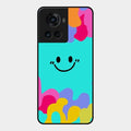 Cute Blue Smiley Multicolor Glass Case For Oneplus 10R 5G