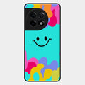 Cute Blue Smiley Multicolor Glass Case For Oneplus 11R 5G