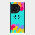 Cute Blue Smiley Multicolor Glass Case For Oneplus 12R 5G