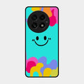 Cute Blue Smiley Multicolor Glass Case For Oneplus 13 5G