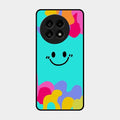 Cute Blue Smiley Multicolor Glass Case For Oneplus 13R 5G