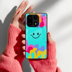 Cute Blue Smiley Multicolor Glass Case For OnePlus 15 5G