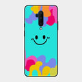 Cute Blue Smiley Multicolor Glass Case For Oneplus 7T Pro