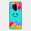 Cute Blue Smiley Multicolor Glass Case For Oneplus 8 Pro