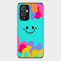 Cute Blue Smiley Multicolor Glass Case For Oneplus 9 5G