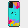 Cute Blue Smiley Multicolor Glass Case For Oneplus 9R 5G