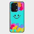 Cute Blue Smiley Multicolor Glass Case For Oneplus Nord 3 5G