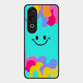 Cute Blue Smiley Multicolor Glass Case For Oneplus Nord Ce 4 5G