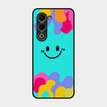 Cute Blue Smiley Multicolor Glass Case For Oppo A5 5G