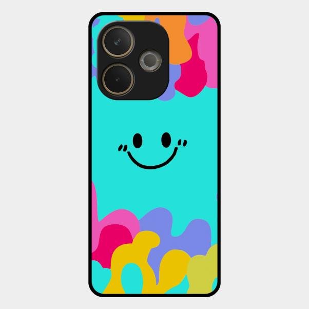 Cute Blue Smiley Multicolor Glass Case For Oppo A5 Pro 5G