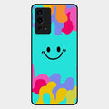 Cute Blue Smiley Multicolor Glass Case For Oppo A55