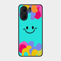 Cute Blue Smiley Multicolor Glass Case For Oppo A5X 5G