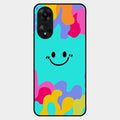 Cute Blue Smiley Multicolor Glass Case For Oppo A78 5G