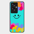 Cute Blue Smiley Multicolor Glass Case For Oppo A79 5G