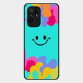 Cute Blue Smiley Multicolor Glass Case For Oppo F19 Pro Plus 5G