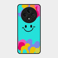 Cute Blue Smiley Multicolor Glass Case For Oppo F27 5G