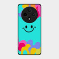Cute Blue Smiley Multicolor Glass Case For Oppo F27 Pro Plus 5G