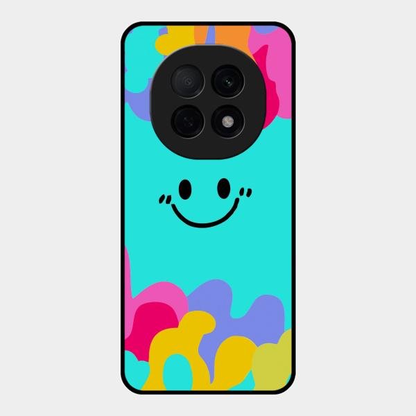 Cute Blue Smiley Multicolor Glass Case For Oppo F29 Pro 5G