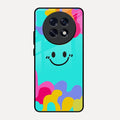 Cute Blue Smiley Multicolor Glass Case For Oppo F31 Pro Plus 5G