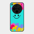 Cute Blue Smiley Multicolor Glass Case For Oppo Find X8 5G