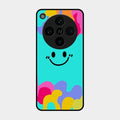 Cute Blue Smiley Multicolor Glass Case For Oppo Find X8 Pro 5G