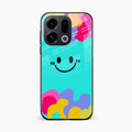Cute Blue Smiley Multicolor Glass Case For Oppo Find X9 5G