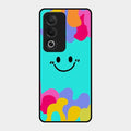 Cute Blue Smiley Multicolor Glass Case For Oppo K12X 5G