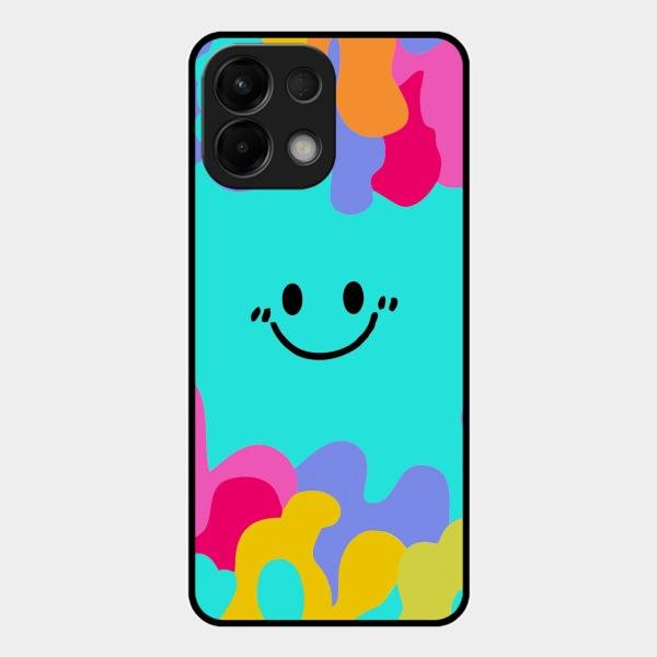 Cute Blue Smiley Multicolor Glass Case For Oppo K13 5G