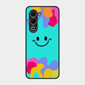 Cute Blue Smiley Multicolor Glass Case For Oppo K13X 5G