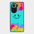 Cute Blue Smiley Multicolor Glass Case For Oppo Reno 11 5G
