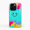Cute Blue Smiley Multicolor Glass Case For Oppo Reno 15C 5G