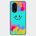 Cute Blue Smiley Multicolor Glass Case For Oppo Reno 8T 5G