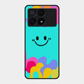 Cute Blue Smiley Multicolor Glass Case For Poco X6 Pro 5G