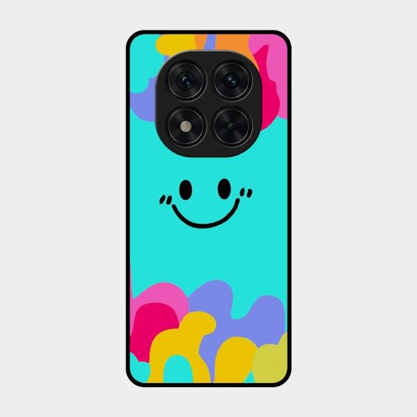 Cute Blue Smiley Multicolor Glass Case For Poco X7 5G