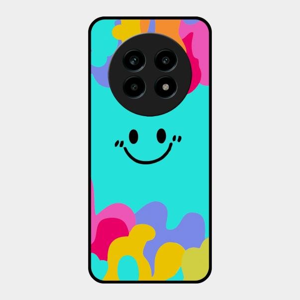 Cute Blue Smiley Multicolor Glass Case For Realme 13 Pro Plus 5G