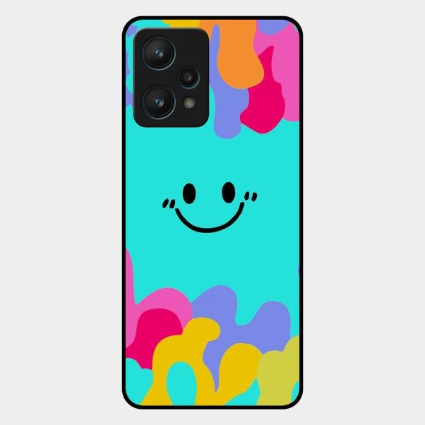 Cute Blue Smiley Multicolor Glass Case For Realme 9 Pro 5G