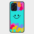 Cute Blue Smiley Multicolor Glass Case For Realme C33 2023