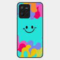 Cute Blue Smiley Multicolor Glass Case For Realme C35