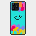 Cute Blue Smiley Multicolor Glass Case For Realme C53