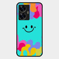 Cute Blue Smiley Multicolor Glass Case For Realme C55